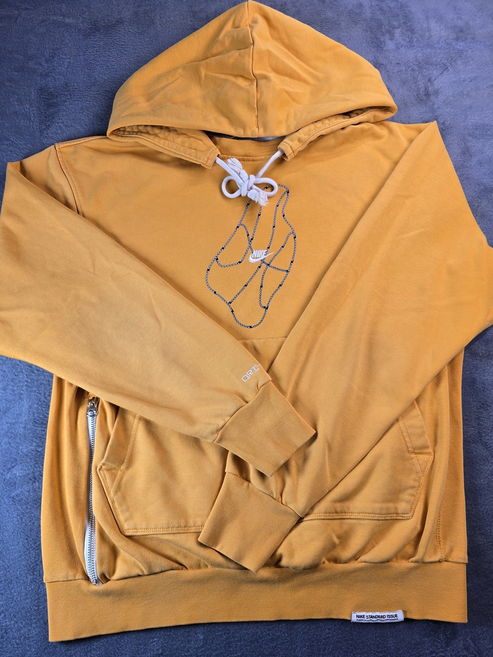 Nike Mustard Yellow Crewneck Hoodie with Drawstring